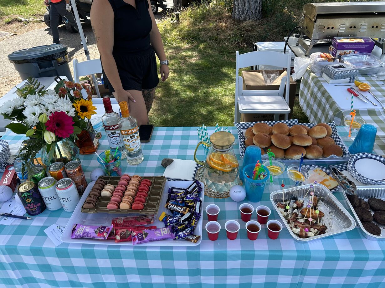 A delicious spread of food and drinks, compliments of Kimco and Memphic Blues, at the SICA golf event.